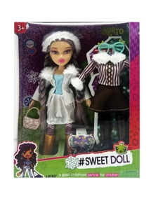 OMG BRATZ Winter Series 10" Solid Plush Big-Head Bratz Doll with Big Feet & Thighs, Skating Set and Fur Outfit