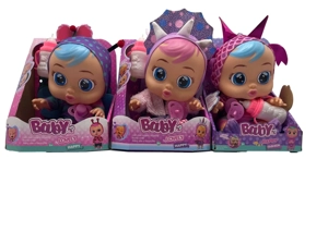 Generation 19 14" Vinyl Crying Doll with 4-Tone Music Cry Babies-Tutti Fritti, Tear-Shedding Function, Water-Absorbing Feeding Bottle and Pacifier. Plush with Warming Function. 2 Sets of Clothes, 3 Styles Assorted