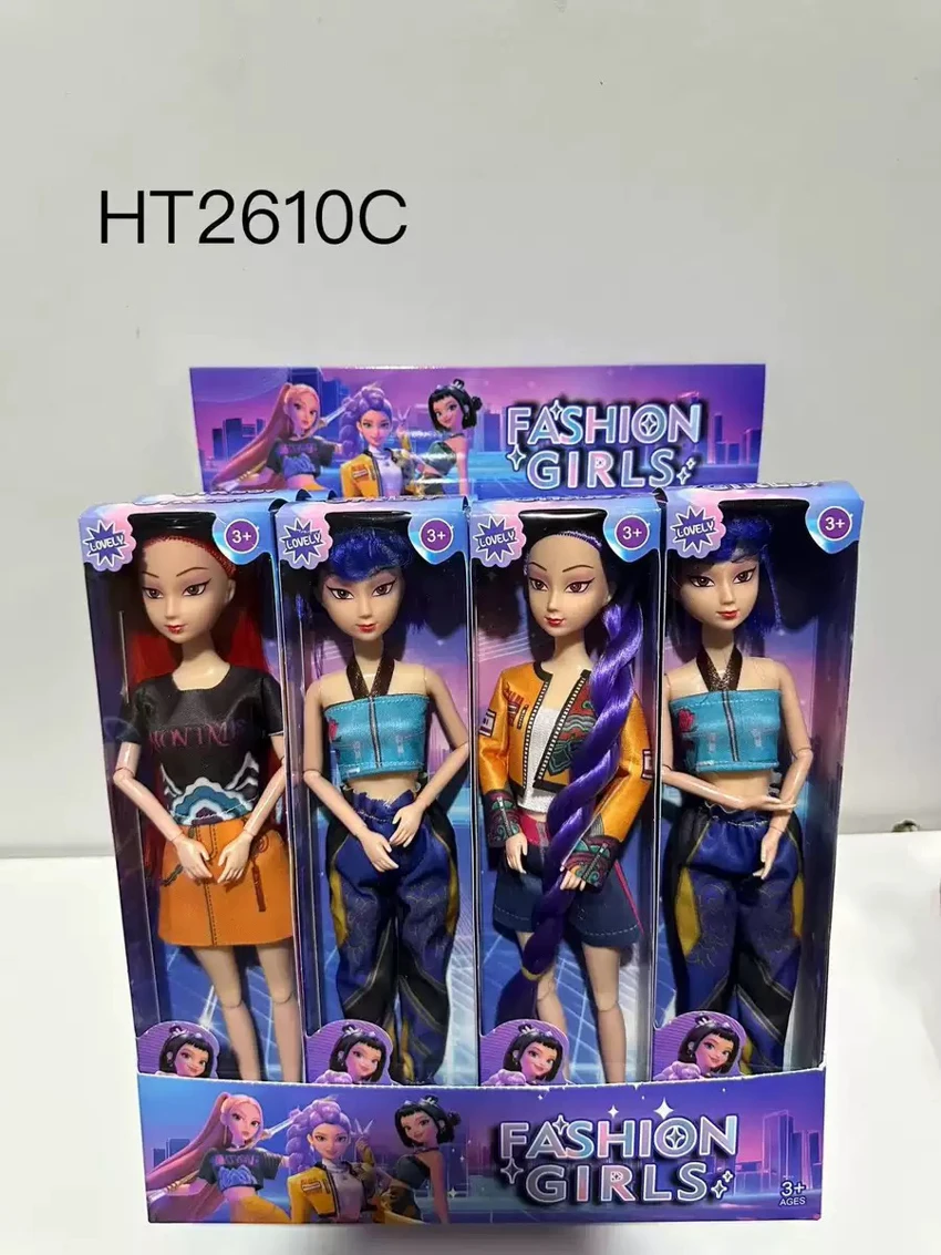 K-POP Demon Hunter Girl Group Live Action 11.5-inch 9-joint Solid Rumi Performance Barbie, 3 styles 12 PCS assorted