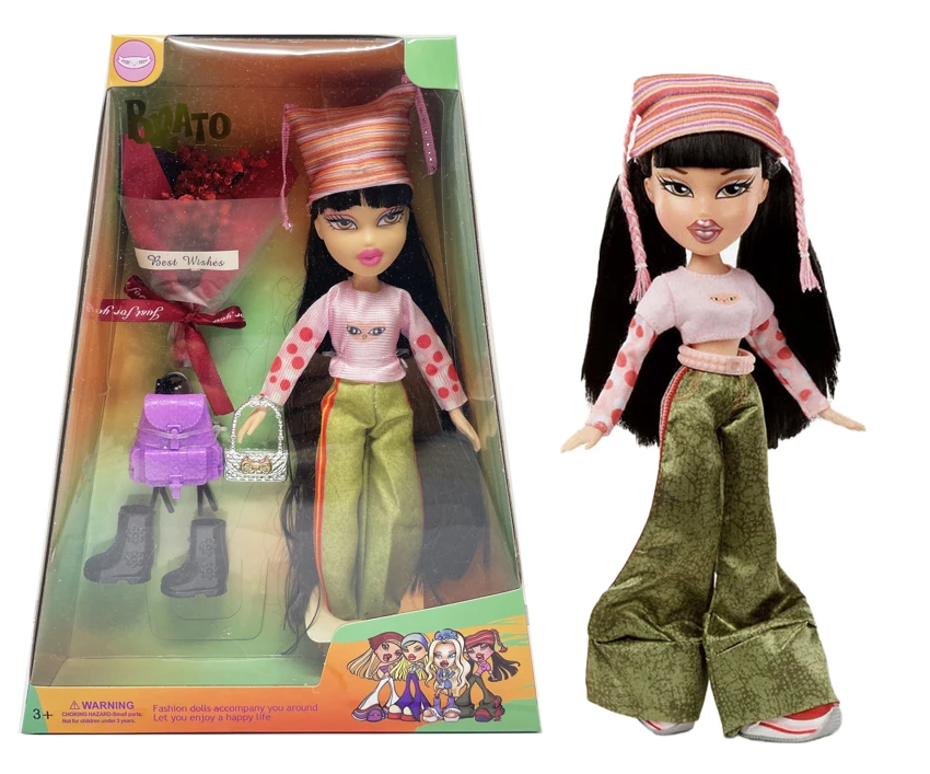 OMG BRATZ adalah   Musim dingin seri 10 inci 9 sendi kaki besar paha tubuh padat kepala besar boneka Baez dengan bunga asli dengan sepatu bot dengan tas perjalanan, dengan tas berlian