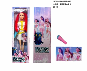 Generasi 2 K-POP Witch Hunters Animasi 22 inci botol meniup tubuh dengan lagu tema musik Barbie dengan kartu emas mink mikrofon besar