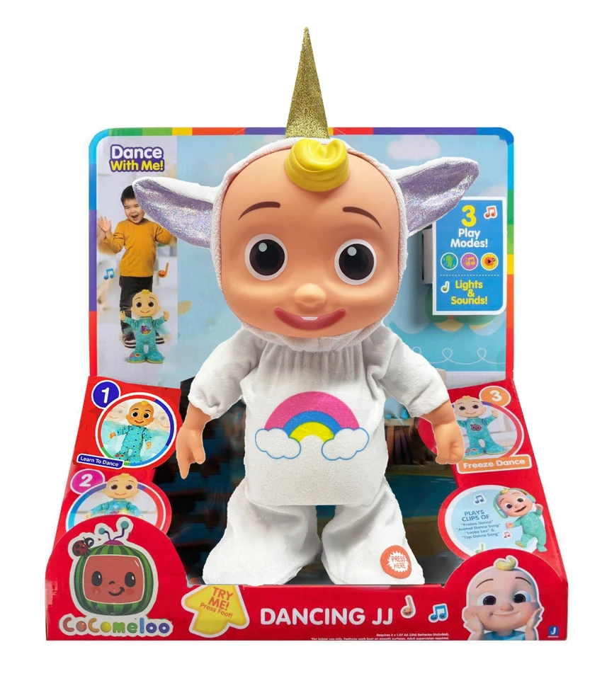 22 inci padat listrik cocomelon bayi unicorn Deskripsi fungsi [bisa berjalan. Aku bisa menyanyikan empat lagu, tertawa dan menari.