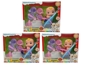 10 Inch Vinyl Cocomelon Super Baby with 4 Theme Songs and Christmas Theme Music 3 Different Theme Characters Assorted with Play House Set, Diaper and Walker