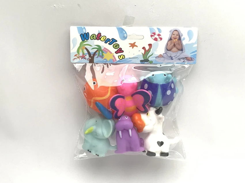 Bath Vinyl Squeeze Squeaky Animal, 6 PCS