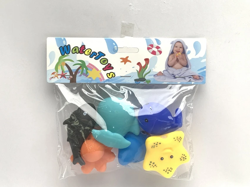 Bath Vinyl Squeeze Squeaky Marine Animal, 6 PCS