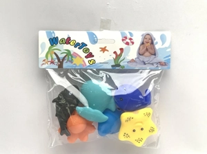 Bath Vinyl Squeeze Squeaky Marine Animal, 6 PCS