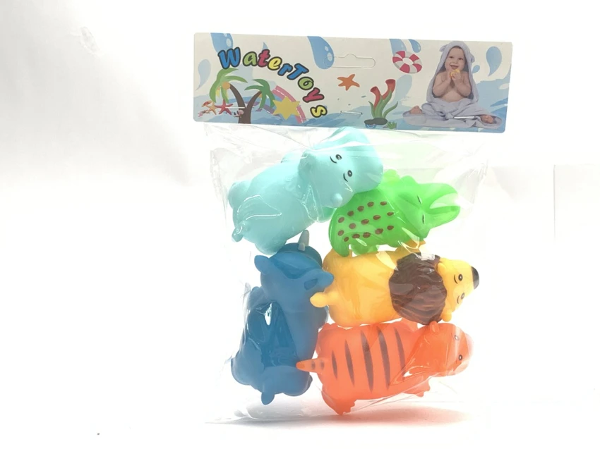 Bath Vinyl Squeeze Squeaky Animal, 5 PCS