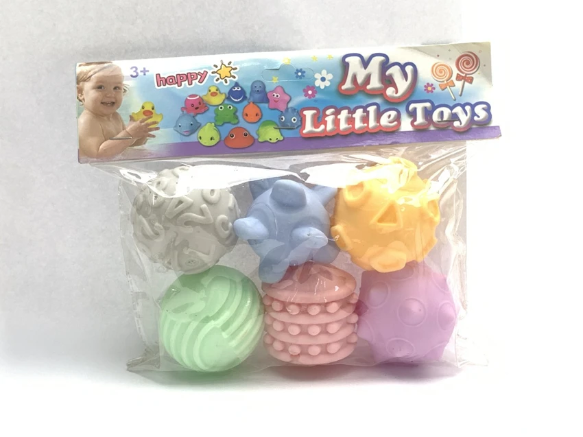 Bath Vinyl Squeeze Squeaky 6-style Ball, 6 PCS