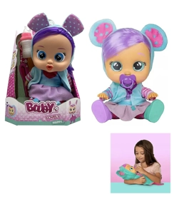 Plush Blue Bear - 9th Generation 14-inch Vinyl Crying Girl Doll with Hair, 4-Tone Music, Cry Babies-Tutti Fritti, Tears Shedding Function, with Water-Absorbing Bottle and Pacifier, Plush Warm Function, 2-Piece Outfit