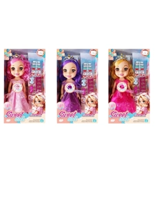 Non-Infringement 14-inch 5-Joint Hollow Body Baby Sweetheart Girl Doll, with Music, Nail Accessories and Crown, 3 Styles Mixed Pack