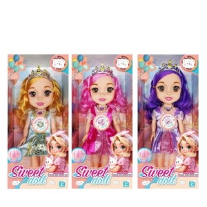 Non-Infringement 14-inch 5-Joint Hollow Body Baby Sweetheart Girl Doll, with Music and Crown, 3 Styles Mixed Pack