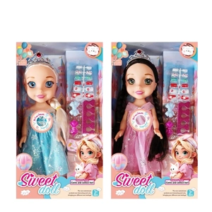 Non-Infringement 14-inch 5-Joint Hollow Body Frozen Doll, with Music, Nail Accessories and Crown, 2 Styles Mixed Pack