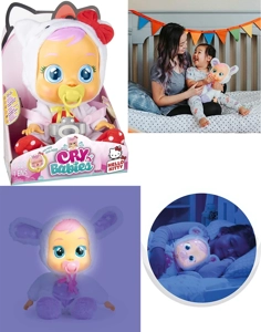HELLO KITTY - 6th Generation 14-inch Vinyl Crying Doll, Luminous Function, Plush Warm Function, 4-Tone Music, Cry Babies-Tutti Fritti, Tears Shedding Function, with Water-Absorbing Bottle and Pacifier, 4 Functions