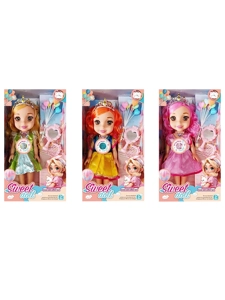 Non-Infringement 14-inch 5-Joint PVC Vinyl Body Baby Sweetheart Girl Doll, with Music, Balloon, Comb, Mirror Accessories and Crown, 3 Styles Mixed Pack
