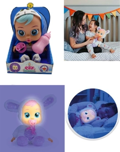 Doraemon - 6th Generation 14-inch Vinyl Crying Doll, Luminous Function, Plush Warm Function, 4-Tone Music, Cry Babies-Tutti Fritti, Tears Shedding Function, with Water-Absorbing Bottle and Pacifier, 4 Functions