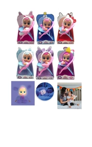 6th Generation 10-inch Vinyl Crying Doll, Luminous Function, Plush Warm Function, 4-Tone Music with Dining Chair, Tears Shedding Function, with Water-Absorbing Bottle and Pacifier, 4 Functions, 6 Styles Luminous Crying Doll Mixed Pack