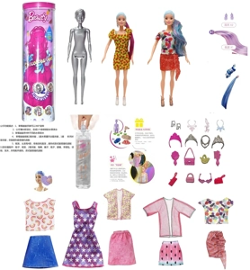 11.5-inch Solid Body Bath Salt Doll, Matched with 2 Sets of Fruit-Themed Outfits for Summer & Winter, with 11 Different Surprise Accessories