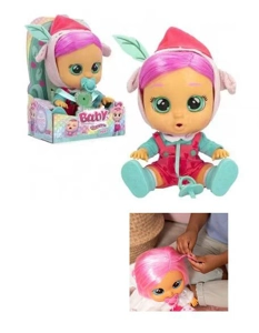 Fairy Tale Plush Three Little Pigs - 10th Generation 14-inch Vinyl Crying Girl Doll with Hair, 4-Tone Music, Cry Babies-Tutti Fritti, Tears Shedding Function, with Water-Absorbing Bottle and Pacifier, Plush Warm Function, 2-Piece Outfit