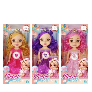 Non-Infringement 14-inch 5-Joint Hollow Body Baby Sweetheart Girl Doll, with Music and Crown, 3 Styles Mixed Pack