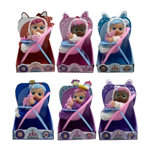 Generasi ke - 6 boneka menangis 10 inci dengan kursi makan, empat suara musik dengan fungsi air mata mengalir, dengan botol serap air, dengan puting   6 anak perempuan menangis boneka campuran