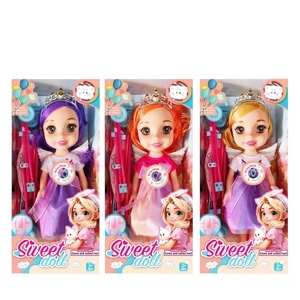 Non-Infringement 14-inch 5-Joint Hollow Body Baby Sweetheart Girl Doll with Wings, Music, Crown and Stroller, 3 Styles Mixed Pack