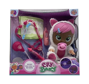 Nurse 6th Generation 14-inch Vinyl Crying Doll, 4-Tone Music, Tears Shedding Function, with Water-Absorbing Bottle, Pacifier, Stethoscope, Syringe and Thermometer, 6 Styles Girls' Crying Doll Mixed Pack