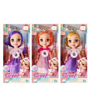 Non-Infringement 14-inch 5-Joint Hollow Body Baby Sweetheart Girl Doll with Wings, Music and Crown, 3 Styles Mixed Pack
