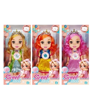 Non-Infringement 14-inch 5-Joint Hollow Body Baby Sweetheart Girl Doll, with Music and Crown, 3 Styles Mixed Pack