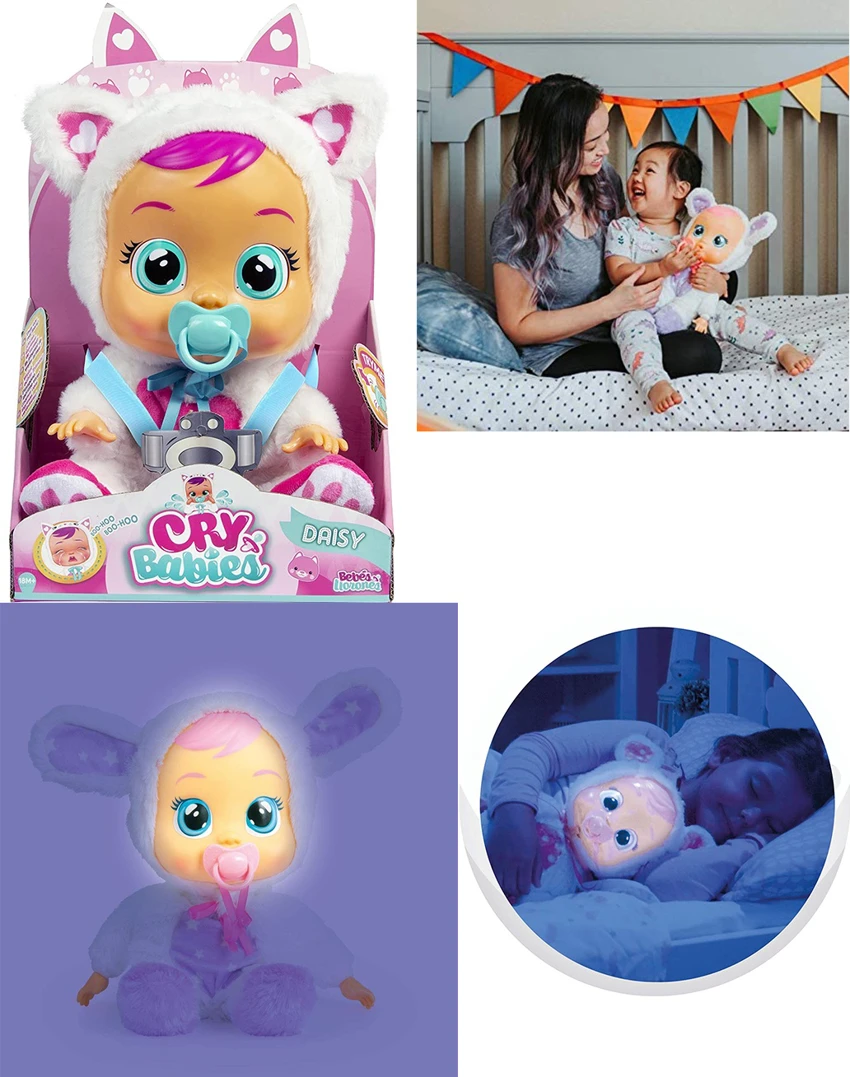 Peter Cat - 6th Generation 14-inch Vinyl Crying Doll, Luminous Function, Plush Warm Function, 4-Tone Music, Cry Babies-Tutti Fritti, Tears Shedding Function, with Water-Absorbing Bottle and Pacifier, 4 Functions