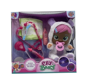 Nurse 6th Generation 14-inch Vinyl Crying Doll, 4-Tone Music, Tears Shedding Function, with Water-Absorbing Bottle, Pacifier, Stethoscope, Syringe and Thermometer, 6 Styles Girls' Crying Doll Mixed Pack