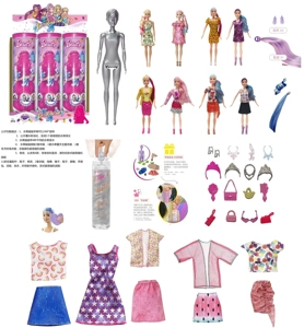 11.5-inch Solid Body Bath Salt Doll, Matched with 2 Sets of Fruit-Themed Outfits for Summer & Winter, with 11 Different Surprise Accessories, 4 Styles Random Mixed Pack, 6PCS