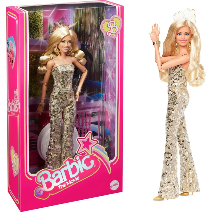 2023 Live-action Movie Version 11.5-inch 12-joint solid body Barbie star doll with hair clip.