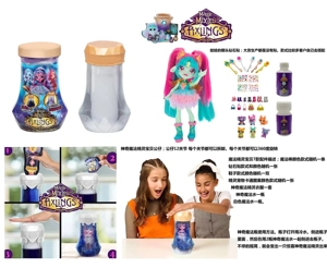 Magic Mixies Series 6.5-inch 12-joint solid body magic mist cyan elf doll, equipped with 5 different surprise accessories [2 bottles of magic color-changing water].