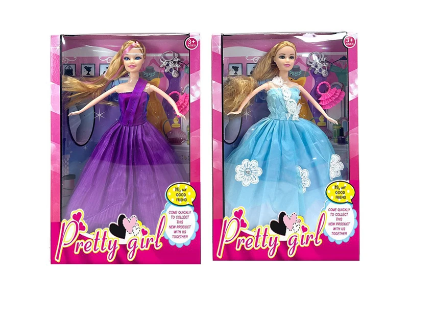 2023 Live-action Movie Version 11.5-inch solid body flexible hand high-grade evening gown Barbie doll with necklace and handbag, 2 styles mixed pack.