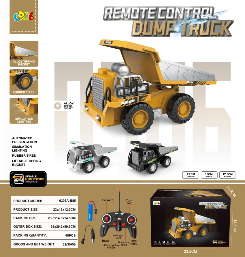 6-channel Remote Control Alloy Dump Truck