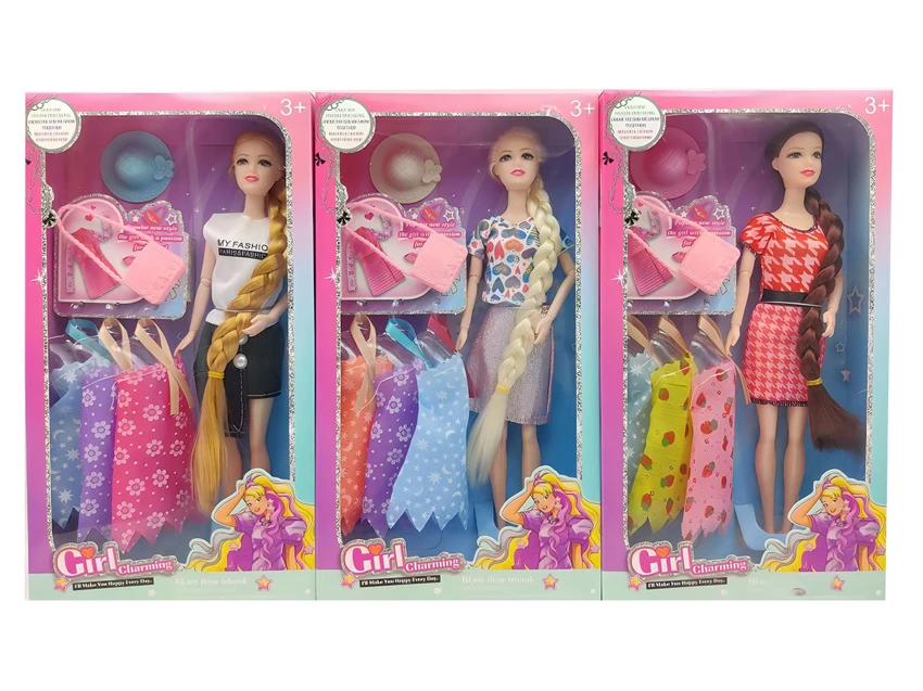 High-grade 11.5-inch 9-joint solid body fashion Barbie with handbag, hat accessories and hanging dresses