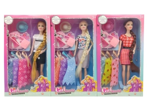 High-grade 11.5-inch 9-joint solid body fashion Barbie with handbag, hat accessories and hanging dresses