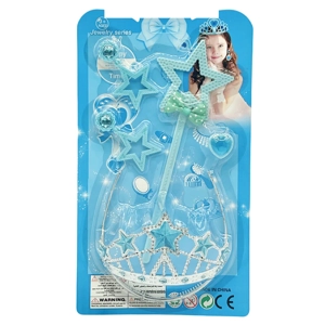 High-grade PVC solid five-pointed star crown ornament set, random color
