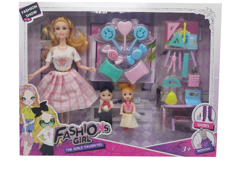 High-grade 11.5-inch 9-joint solid body fashion Barbie with lollipop blisters, blackboard blister accessories, boy and girl doll parts