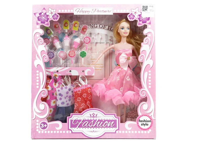 11.5-inch movable hand solid body dress-style Barbie with ice cream blister pieces and hanging dresses