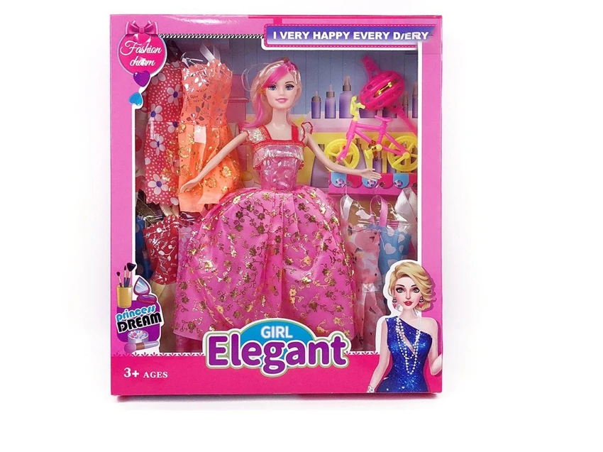 11.5-inch movable hand solid body fashion wedding Barbie with bicycle parts and hanging dresses