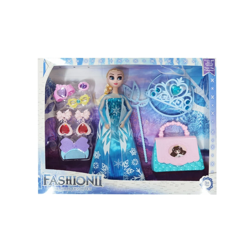 High-grade 11.5-inch 12-joint solid body ice princess doll with makeup earring blisters, large handbags, big crowns and magic wand blister parts