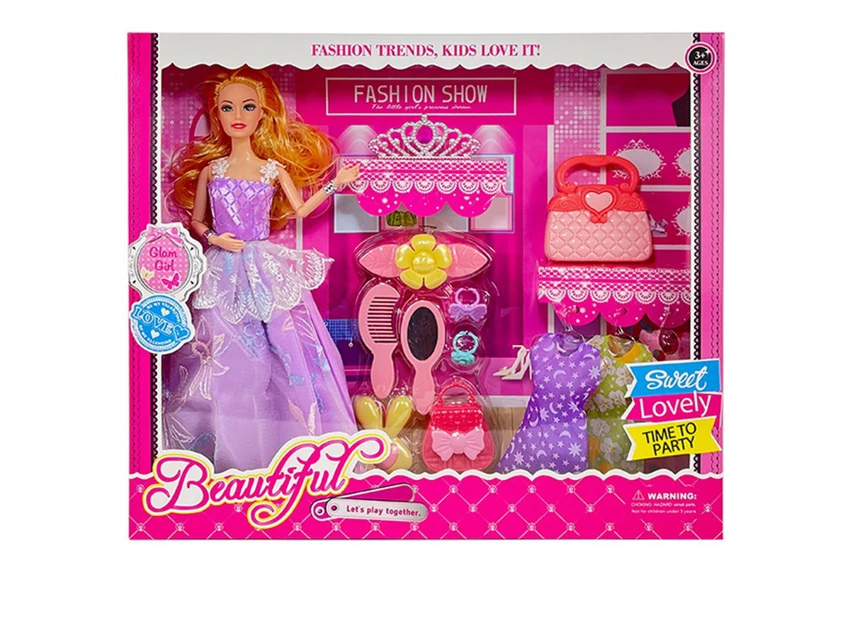 High-grade 11.5-inch 9-joint solid body grand wedding Barbie with comb & mirror blister accessories, large bags, crown ornaments and hanging dresses