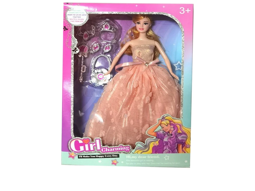 High-grade 11.5-inch movable hand solid body grand wedding Barbie with crown blister accessories
