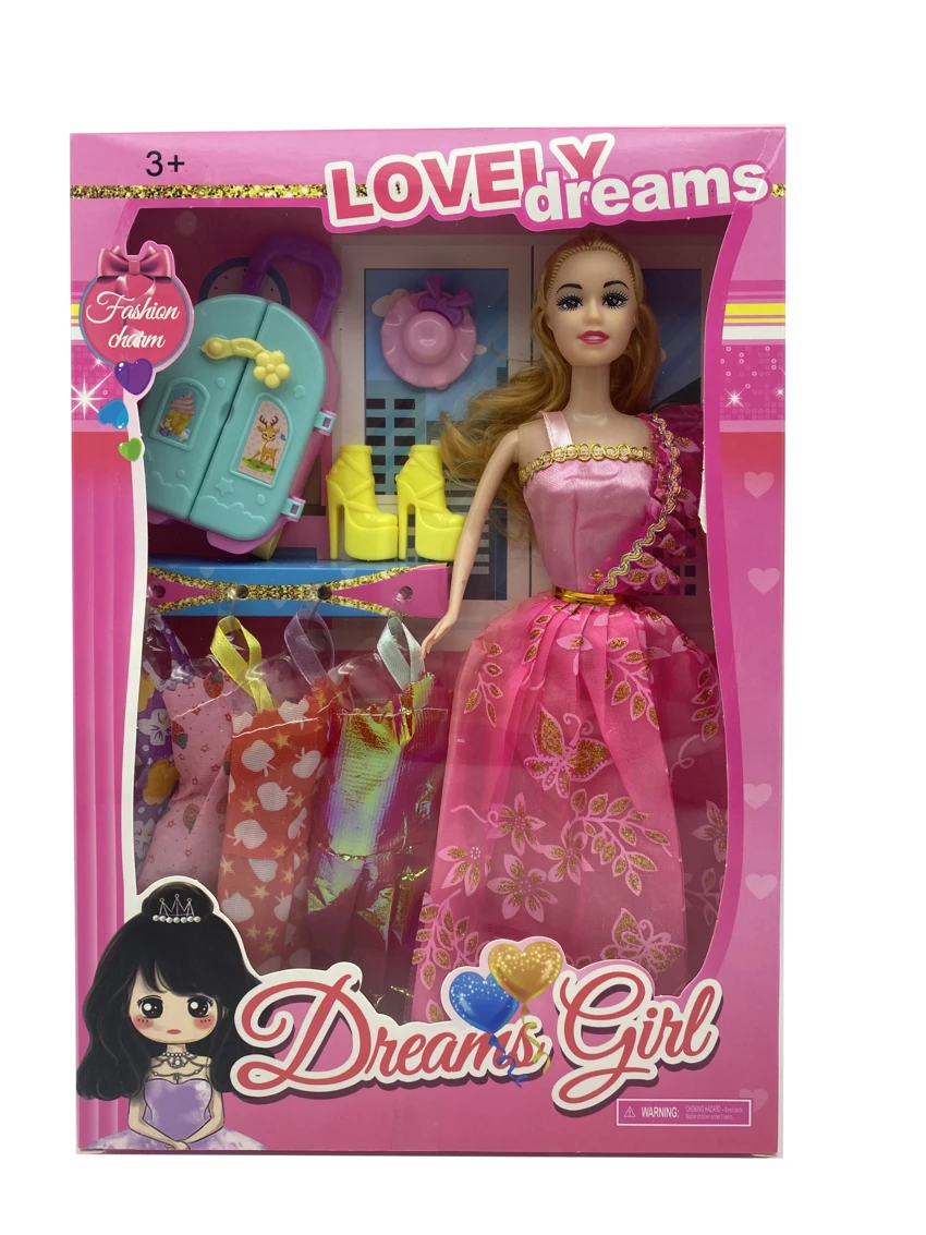 11.5-inch solid body movable hand Barbie with suitcase, hat and shoe accessories