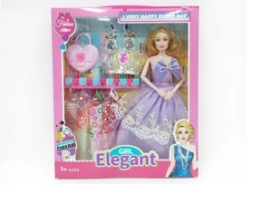 11.5-inch 9-joint solid body fashion wedding Barbie with crown heart-shaped handbag and hanging clothes accessories