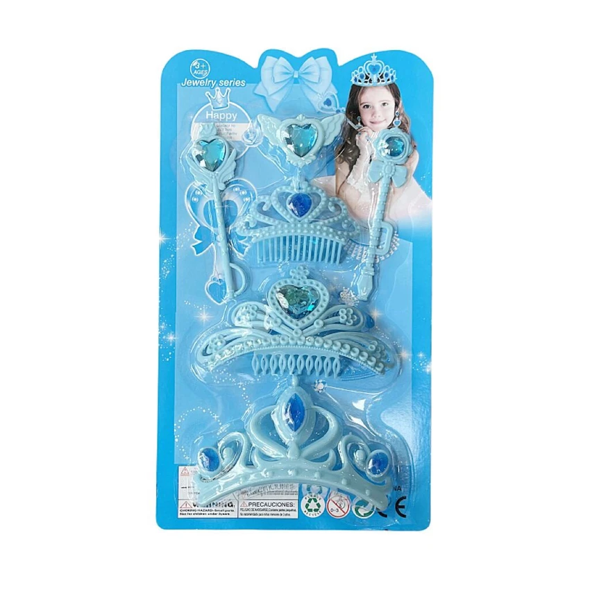 High-grade PVC accessory triple crown + two scepter ornament set, random mixed colors
