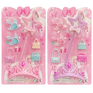 High-grade PVC solid five-pointed star scepter + pointed three-point crown ornament set, random color