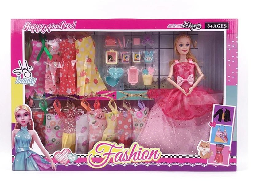 High-grade 11.5-inch 9-joint solid body grand wedding Barbie with makeup blister accessories and hanging dresses