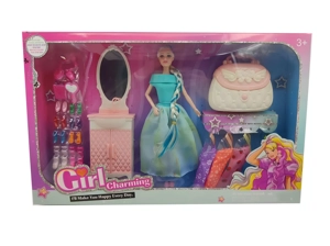 High-grade 11.5-inch 12-joint solid body fashion Barbie with mirror stand, shoe blister parts and large handbag accessories
